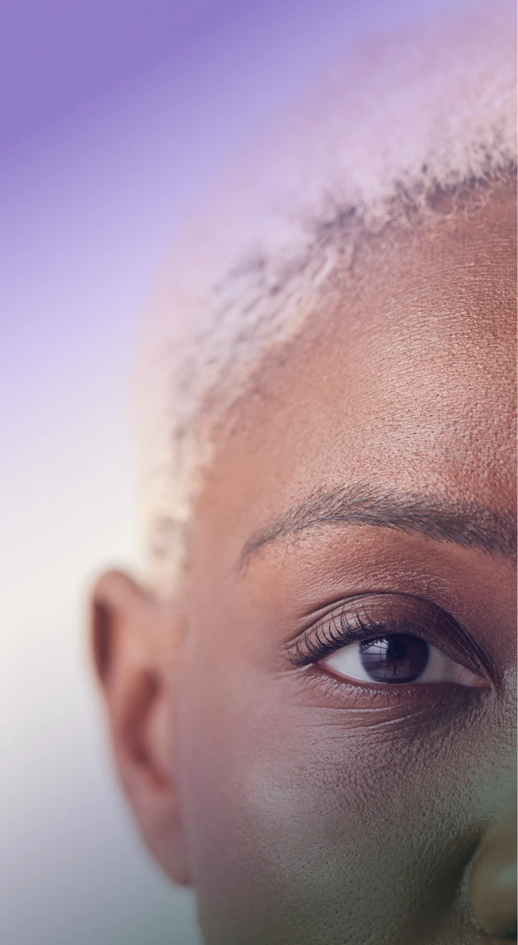 Close-up portrait representing healthcare technology